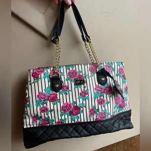 Betsey Johnson Stripes & Floral Tote